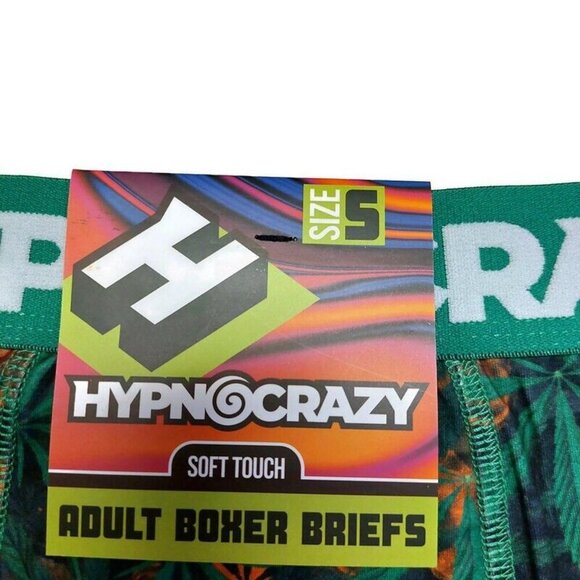 Mens Size S CANA BURNING Soft Touch Adult Boxer Briefs Hypnocrazy Green Multi - Picture 2 of 5